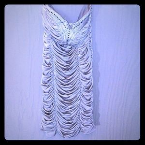 Forever 21 Champagne Strapless Beaded Dress